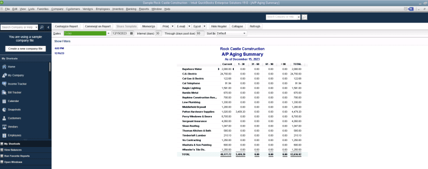 A/P Aging Summary